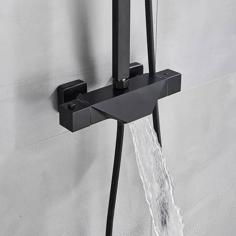 Дождевой смеситель для ванной комнаты матовый черный душа ванны и настенный