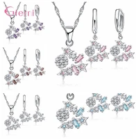fashion trendy star necklace earring set 925 sterling silver cubic zircon jewelry sets for women girl gift party supplies
