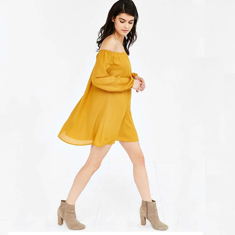 Осень хит продаж горизонтальная шея половина рукава рубашка свободная простая с