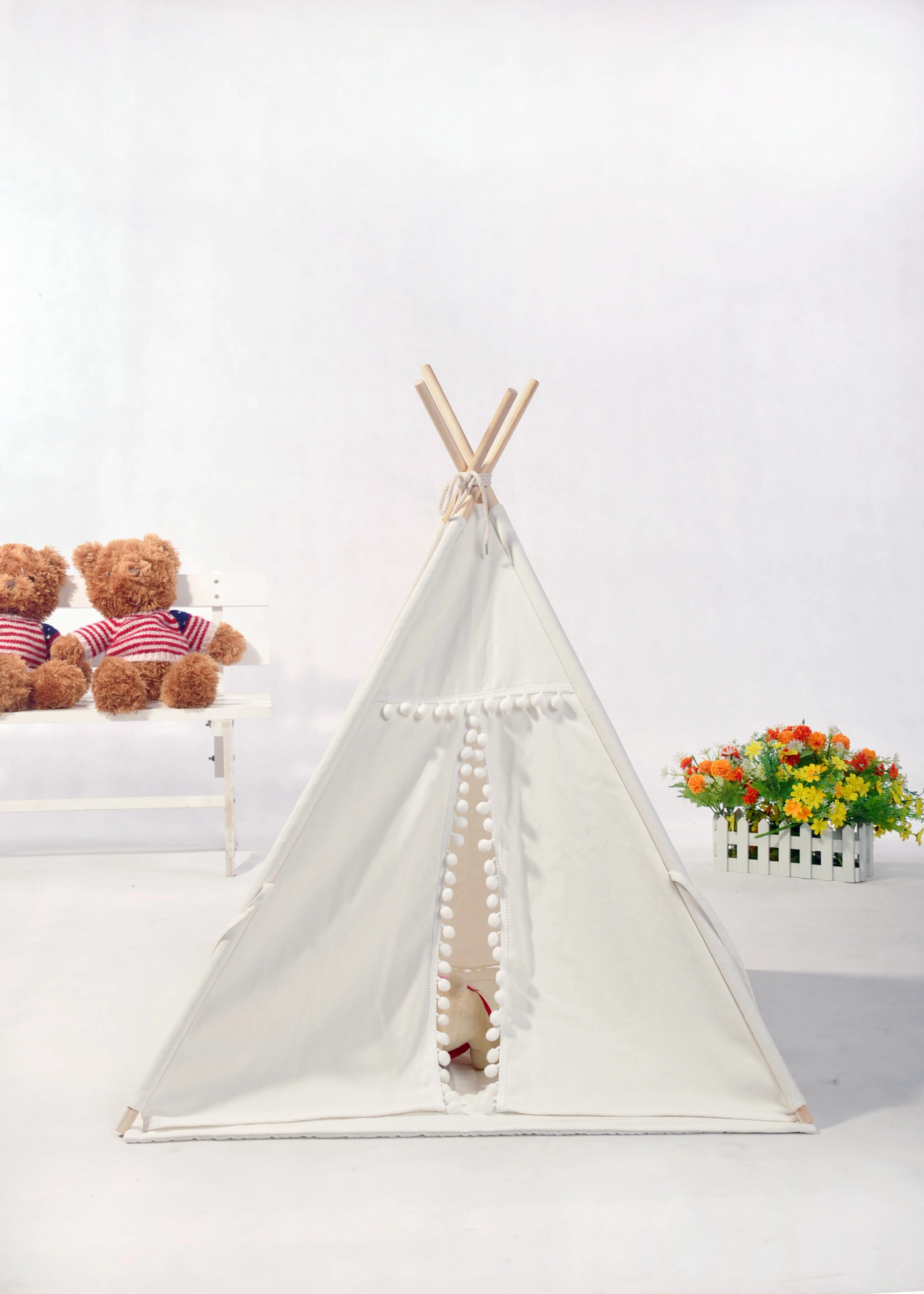 Палатка-вигвам для собак из белого полотна | Игрушки и хобби