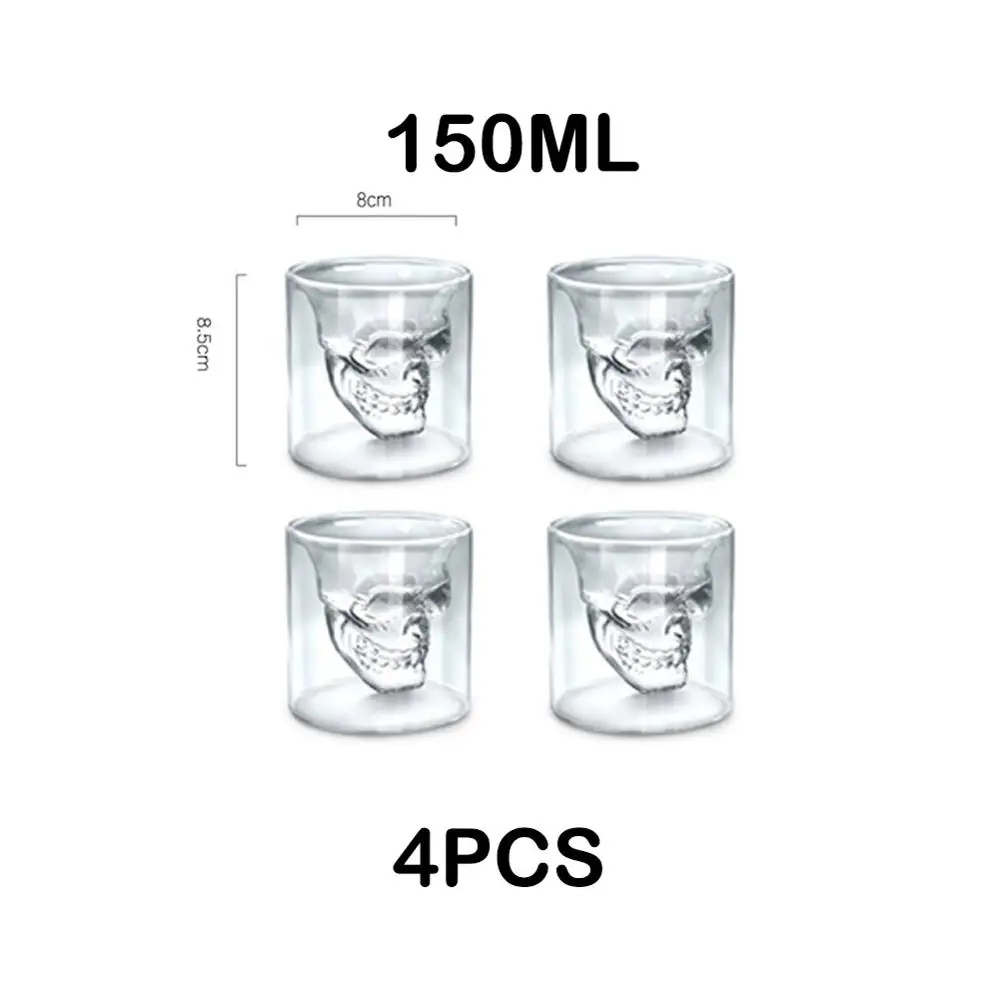 4PCS-150ml Креативная голова призрака 3D термостойкая анти-обжигающая двойная стеклянная чашка для Хэллоуина, вечерние, Клубные, рождественские, питьевая утварь - Цвет: 4PCS-150ml