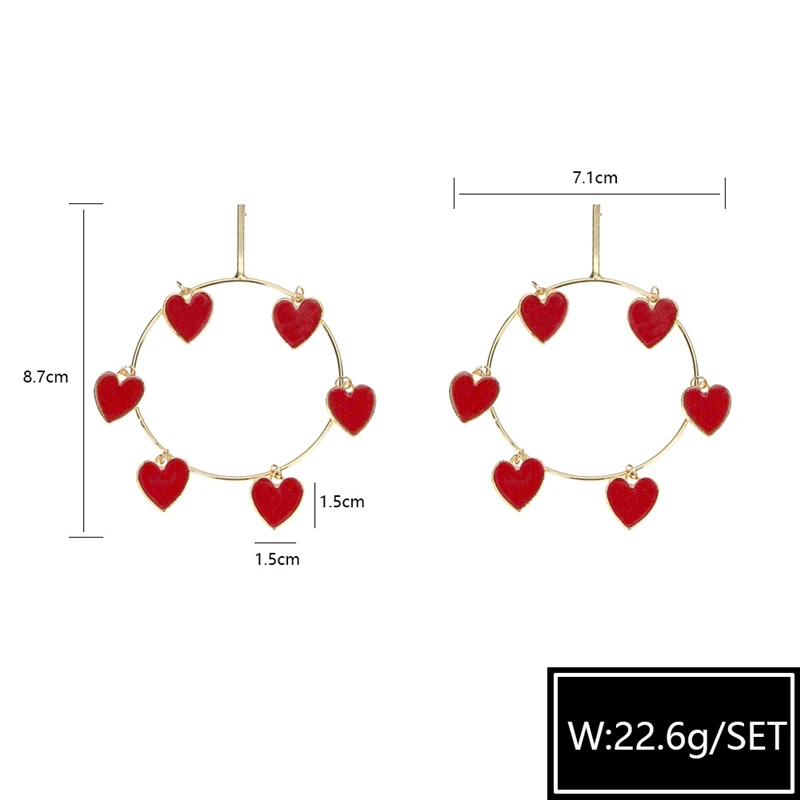 Doreen Box Большой круг обруч серьги преувеличенные ретро красное сердце женские