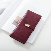 luxury brand design faux suede long wallet ladies matte solid leather ladies wallet women card holder carteras para mujer