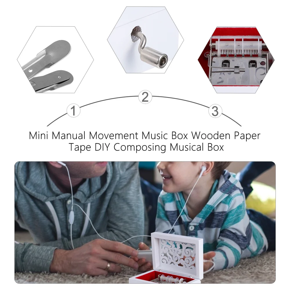 

1pc Retro DIY Composing Box Hand Crank Box Clockwork Box