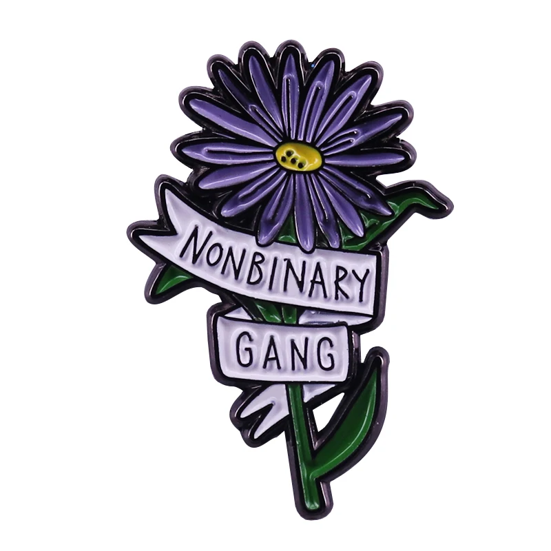 

Nonbinary Gang Genderqueer Brooch Non-Binary Flowers Art Enamel Pin