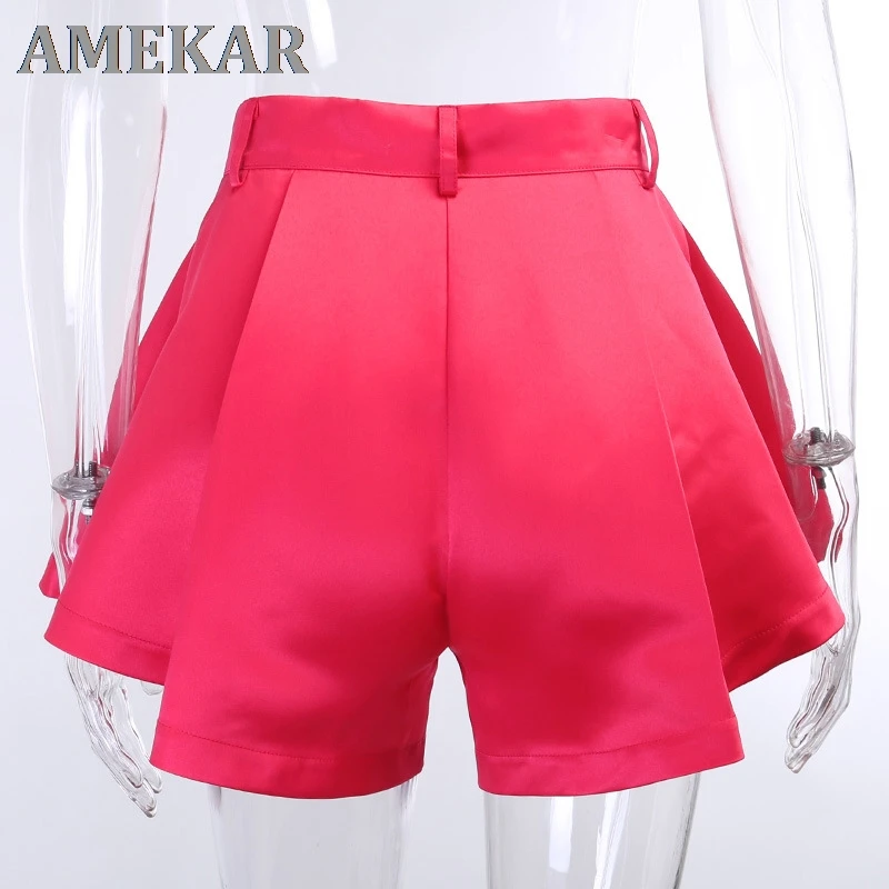 

Summer Solid Wide Leg Shorts Button High Waist Shorts High Street Sexy Women Shorts Bottoms Fashion Streetwear Loose Lady Shorts