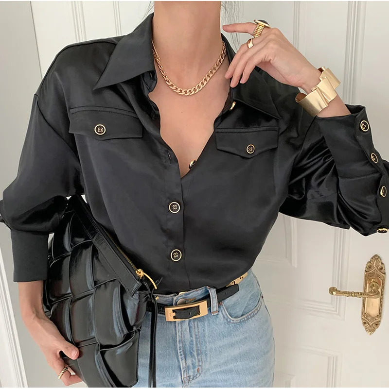 Новинка Весна 2021 Офисная Женская белая шифоновая блузка с длинным рукавом на