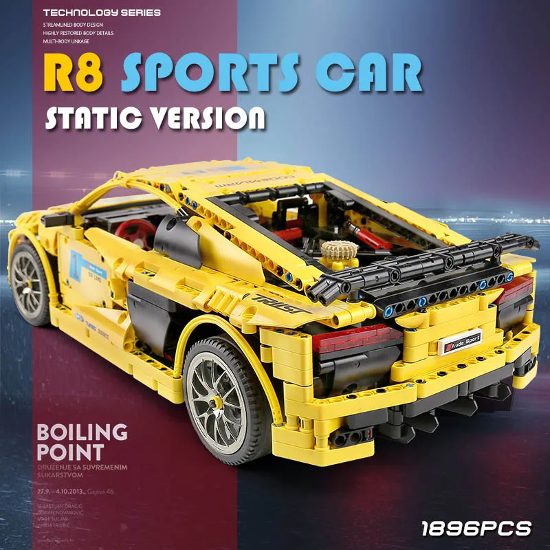 Скоростной гоночный автомобиль Mould King MOC серии высоких технологий R8 V10 модель