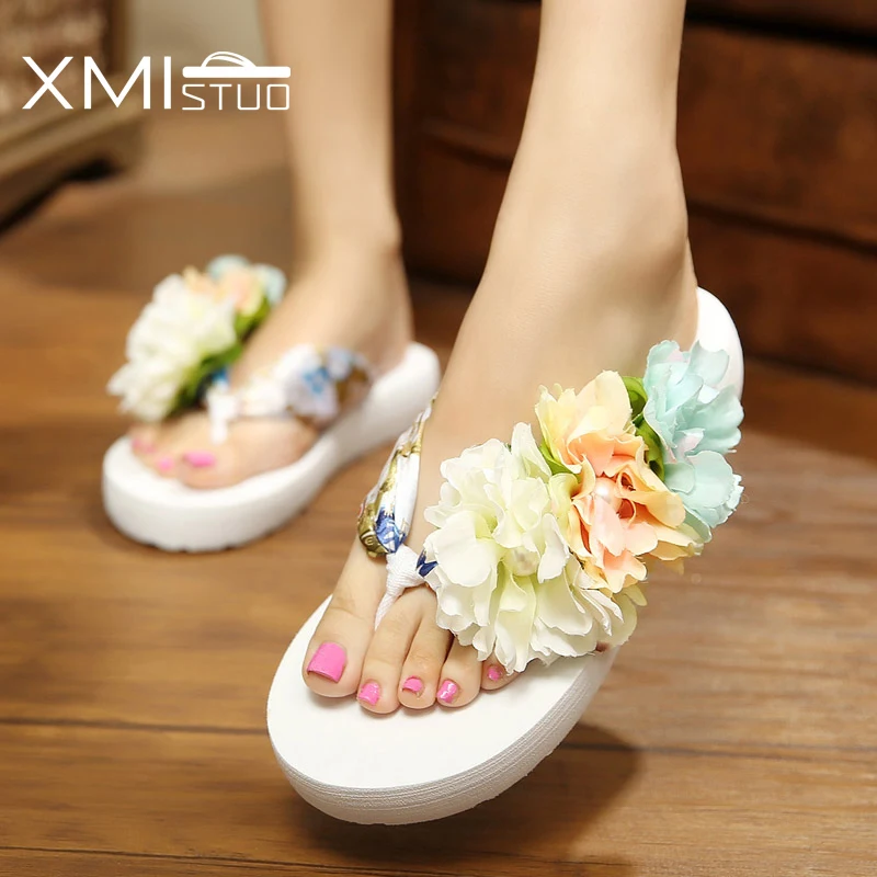 XMISTU/большие размеры Модные Вьетнамки с цветами для девочек Красивые пляжные