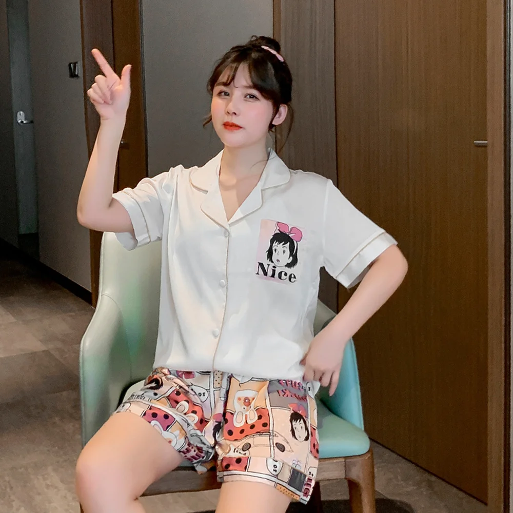 2020 Шелковая пижама из льда и снега летние новые шорты с коротким рукавом комплект