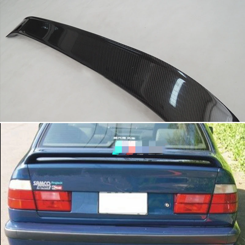 

Использование для BMW 5 серии E34 спойлер 1989-1995 года глянцевый настоящий FRP из углеродного волокна заднее крыло спортивные аксессуары обвес