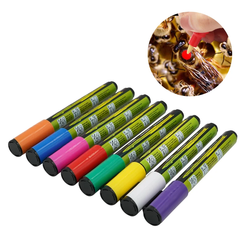 

Queen King Bee Marker Pen LED Highlighter Marks Pen 6mm 8 Colors Optional Bevel Nib Paintbrush Beekeeping Queen Bee Tools 1 Pcs