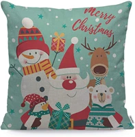 christmas throw pillow cover with santa deer snowman polar bear merry christmas greeting square pillow case cushion cover