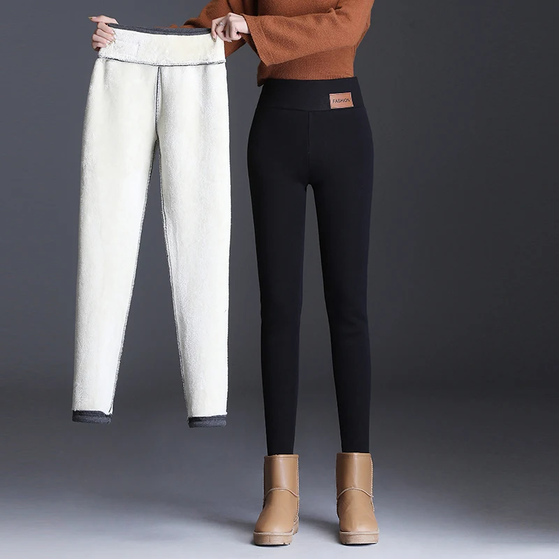Женские зимние утепленные флисовые теплые брюки с высокой эластичной талией