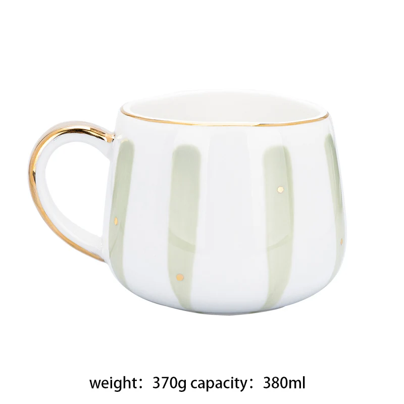 

MDZFSWEETHOME 370ml Nordic Creative Ceramic Coffee Cup Home Water Milk Mark Mug Gold Inlaid Couple Cup Holiday Birthday Gift