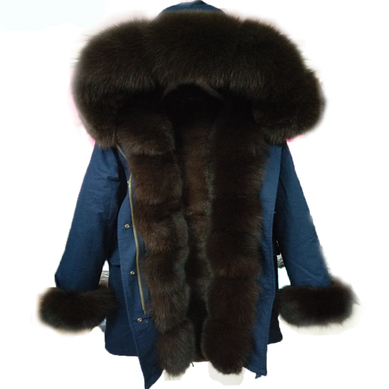 Real fox fur parka women inside real rabbit fur lined parkas with fox fur hood women Jacket