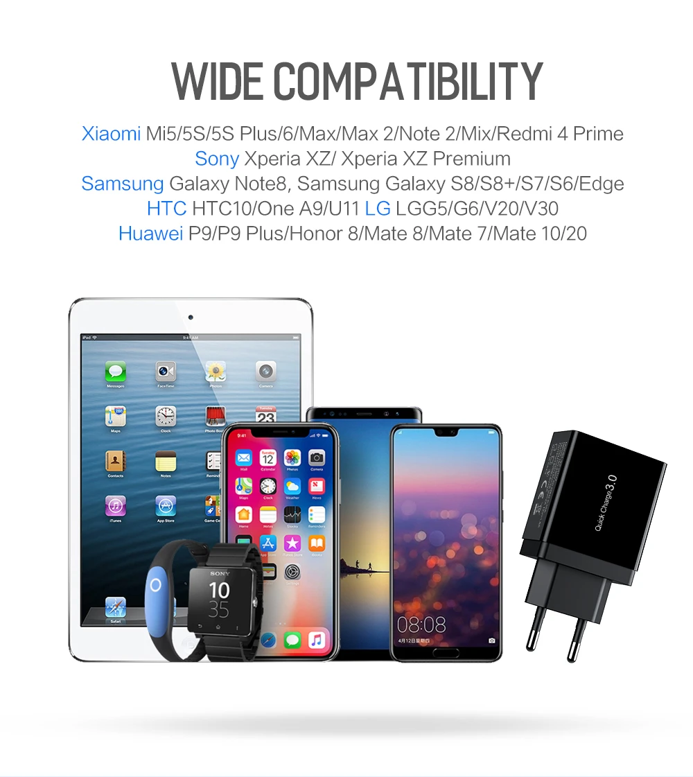 ROCK QC 3,0 30 Вт 3 USB зарядное устройство для быстрой зарядки телефона светодиодный дисплей для iPhone Xiaomi samsung huawei 3 порта Быстрый Настенный адаптер Turbo