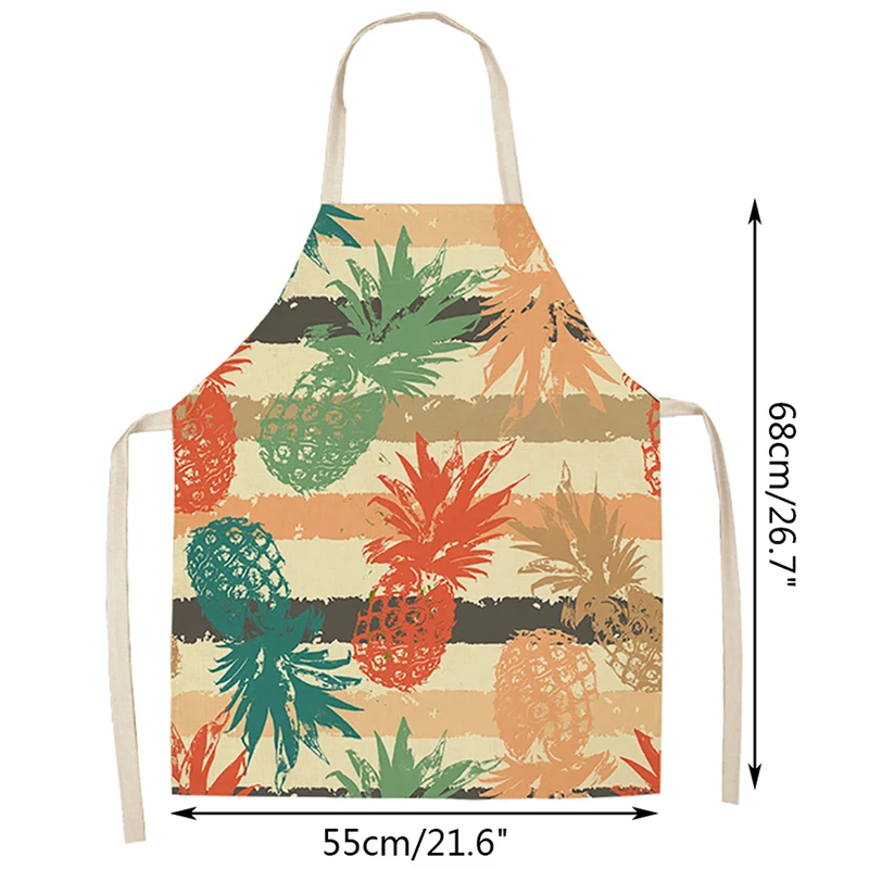 

1Pcs Pineapple Cooking Apron Kitchen Women Cotton Linen Bibs Household Cleaning 7 types