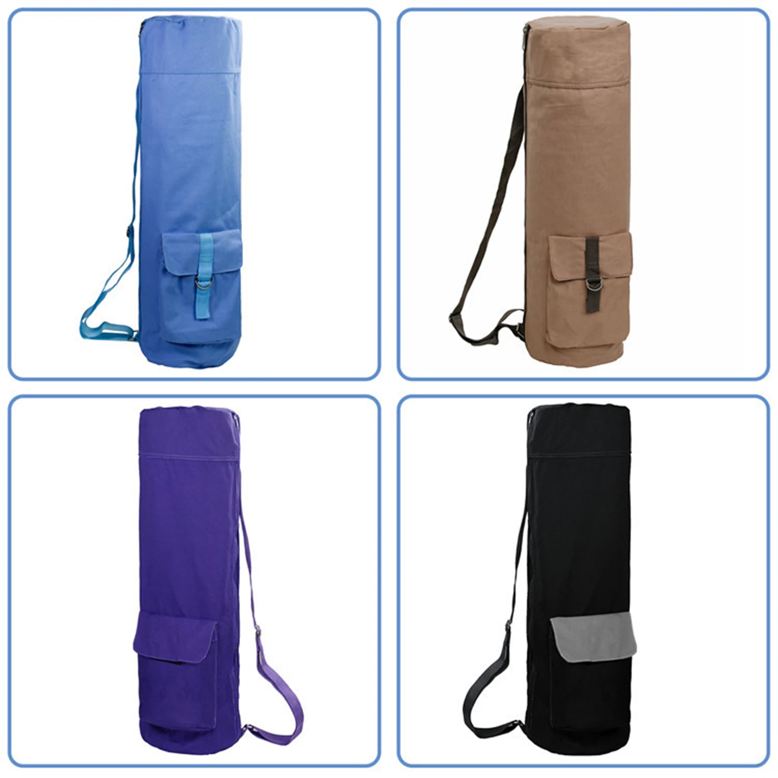 

Women Canvas Yoga Mat Bag With Adjustable Strap Side Pocket Full Zipper Yoga Pad Carrier Bag