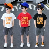 boys short sleeved suit new korean childrens clothes in the big boy handsome sports shorts two piece boy clothes children