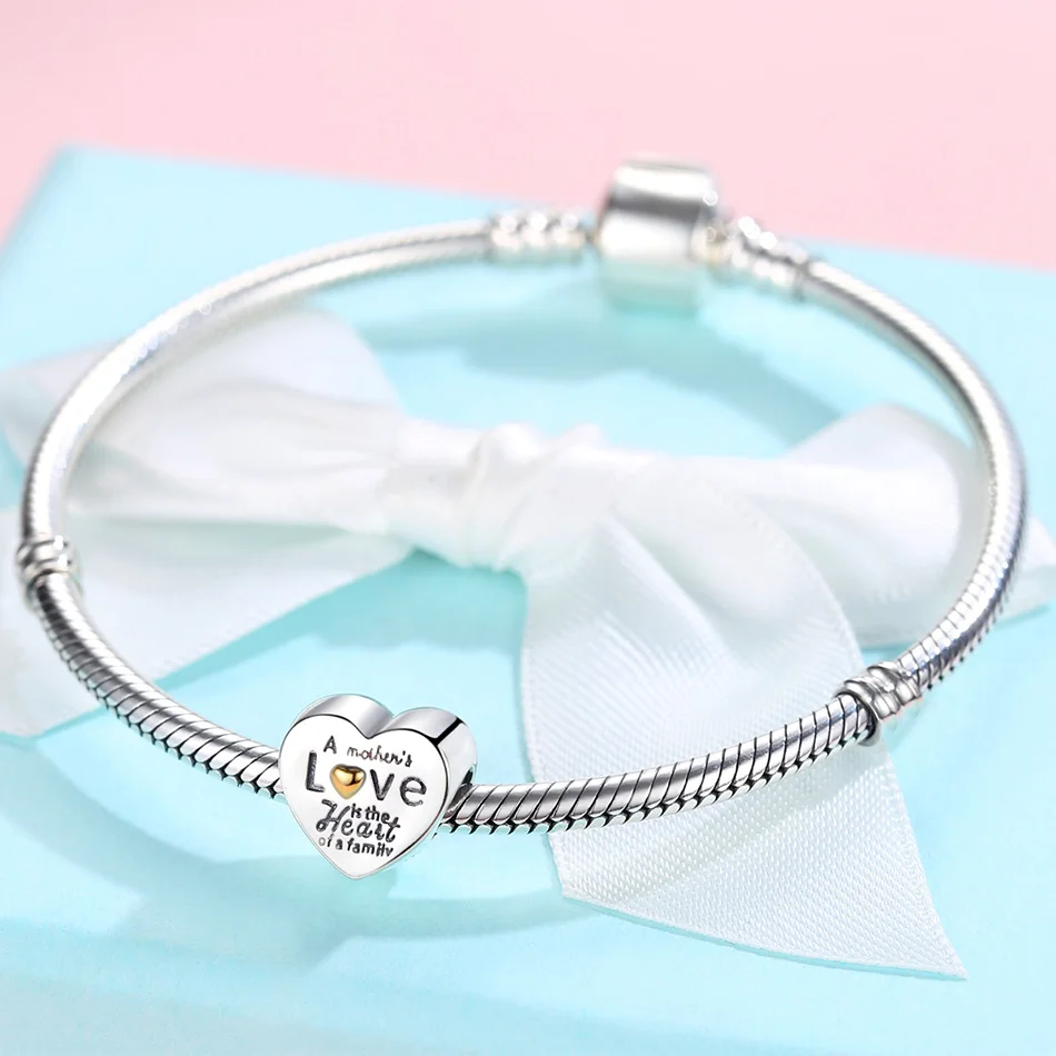 Женский браслет из серебра 925 пробы с шармами в виде сердца пробы|Бусины| |