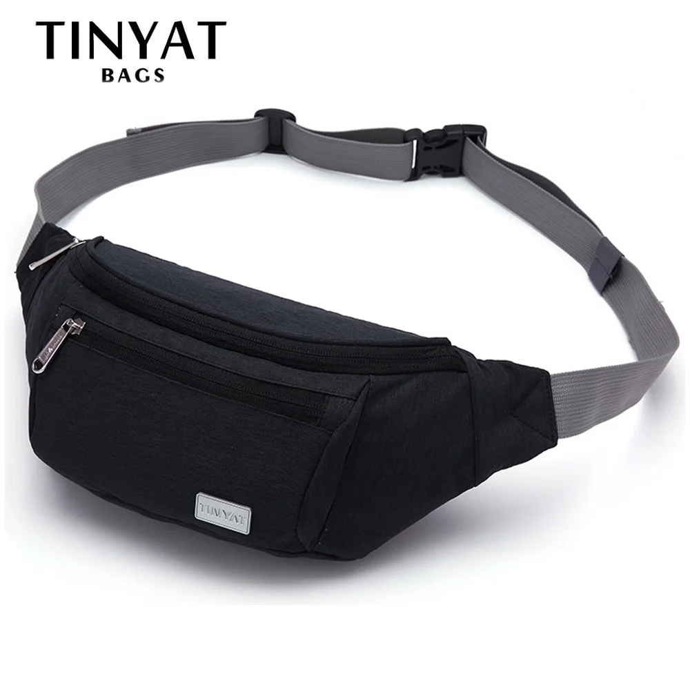 

TINYAT Men Waist Bag Pack Travel Phone Belt Bag Pouch for Men Women Casual Shoulder Crossbody Canvas Bag for Belt Unisex Hip Bag