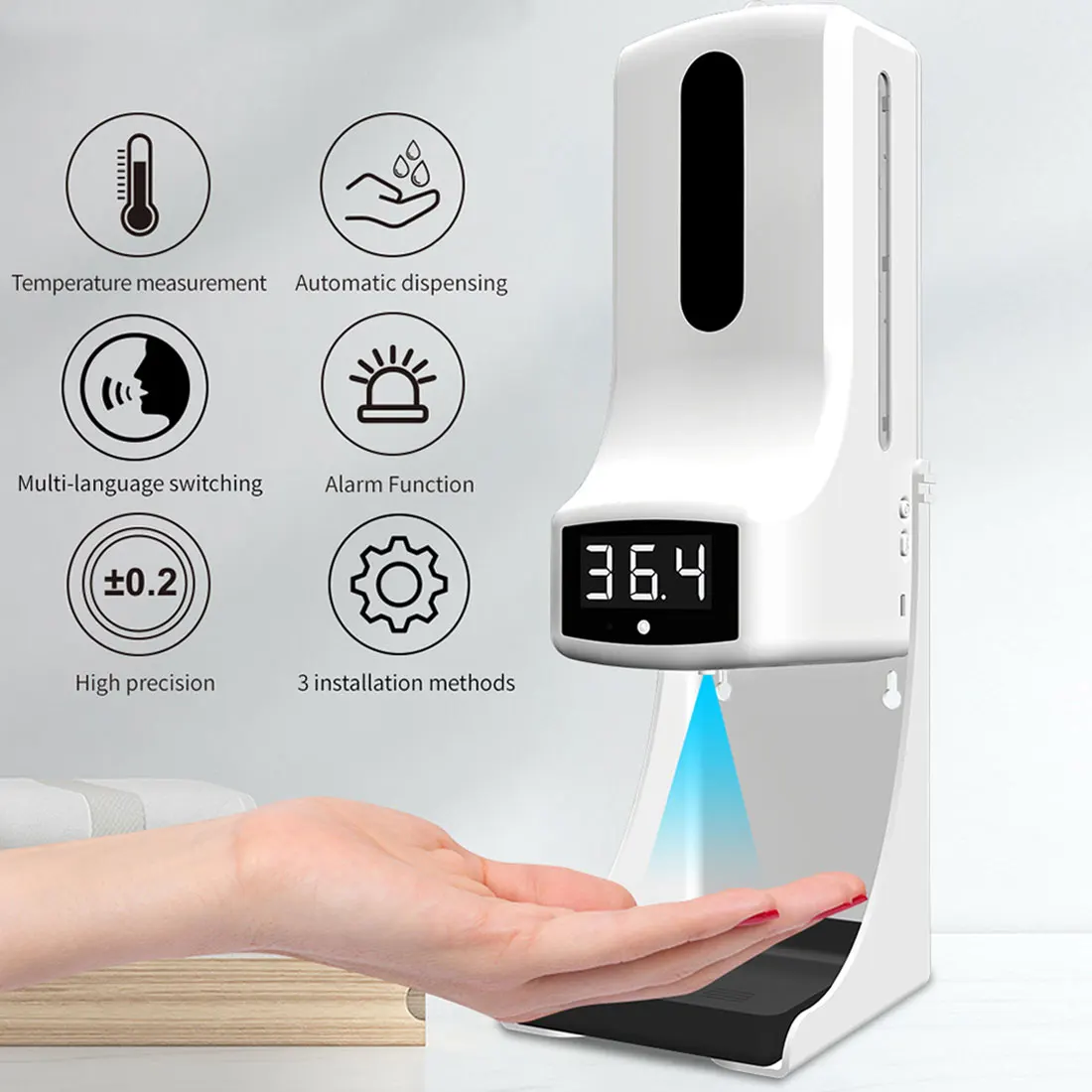 

Automatic Liquid Soap Dispensers Smart Sensor Digital Non-Contact Infrared Thermometer Hands Washing Free Sanitizer Machine