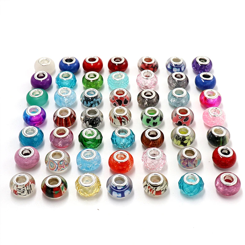 Смешанные красочные стеклянные бусины 30 шт. подходят для женщин в стиле Пандоры