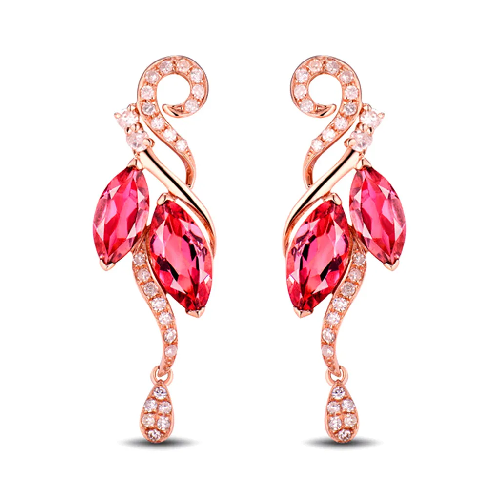 

Vintage ruby gemstones red crystal AAA zircon diamonds drop earrings for women rose gold color jewelry bijoux party accessory