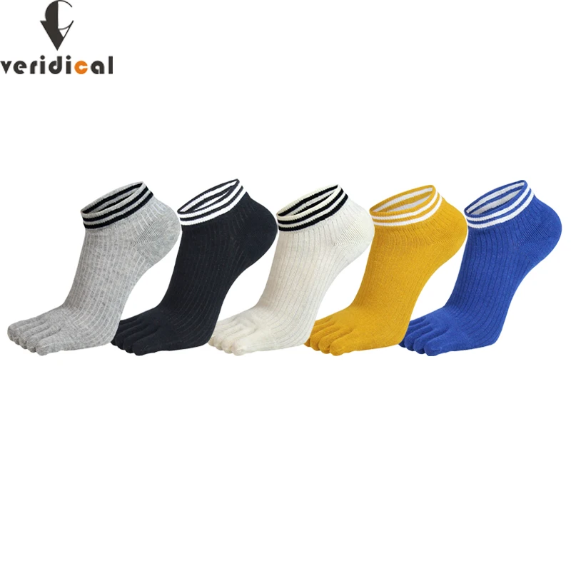 

Woman Girl Ankle Socks Toes Socks Pure Cotton Striped Soft Breathable Deodorant Invisible No Show Harajuku Five Finger Socks