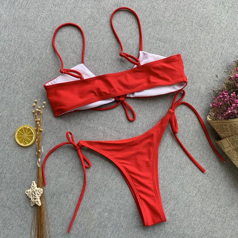 Сексуальный женский раздельный купальник Simplee с большим вырезом и эффектом пуш