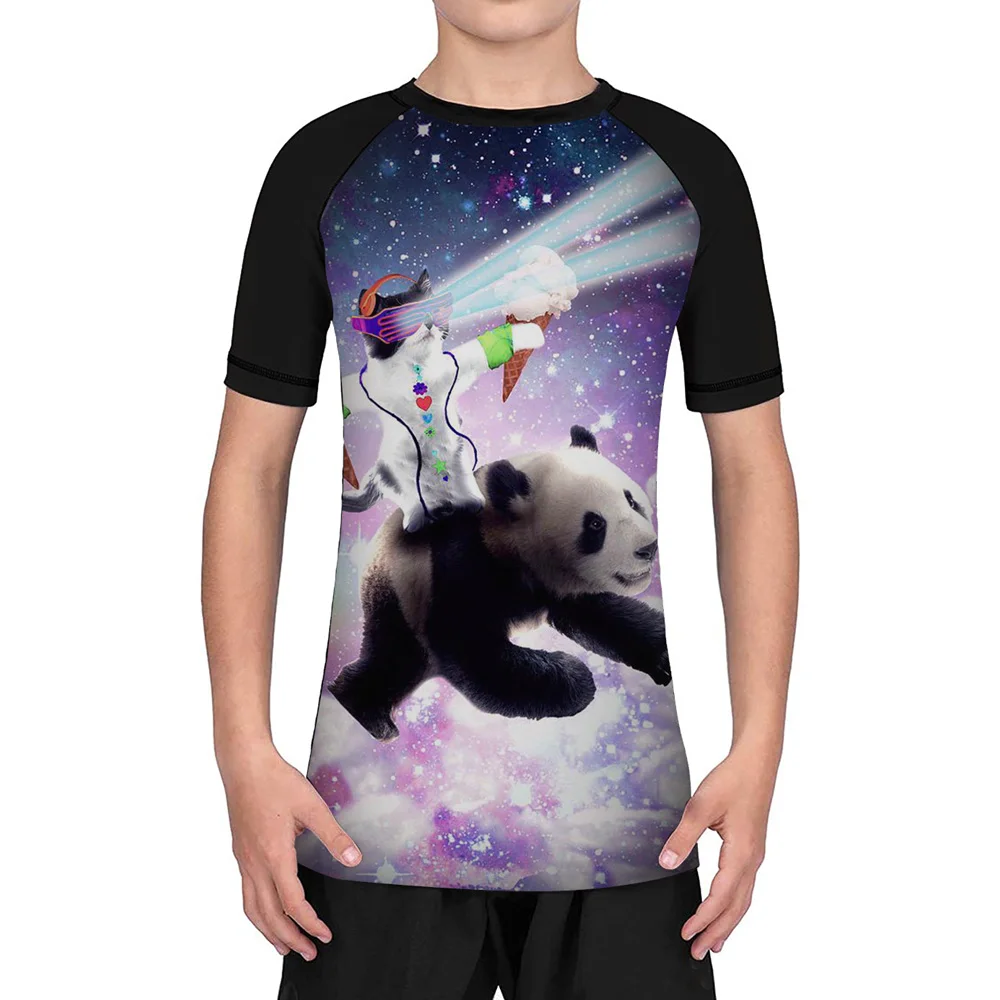 Топ компрессионный с короткими рукавами лазерный топ изображением космических