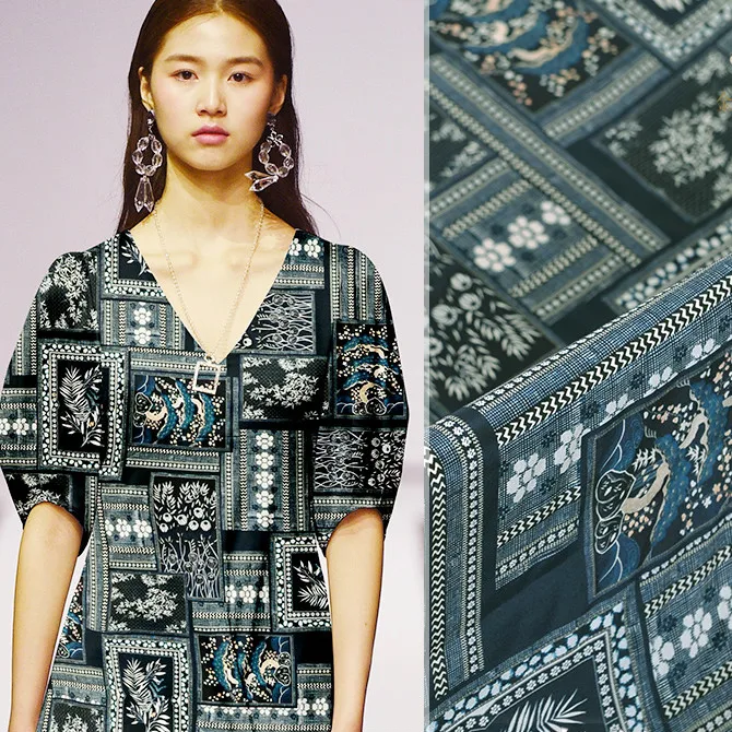 

140cm wide printed silk fabric wrinkle resistant 16mm crepe de chine silk fabric drape shirt dress crepe fabric silk cloth