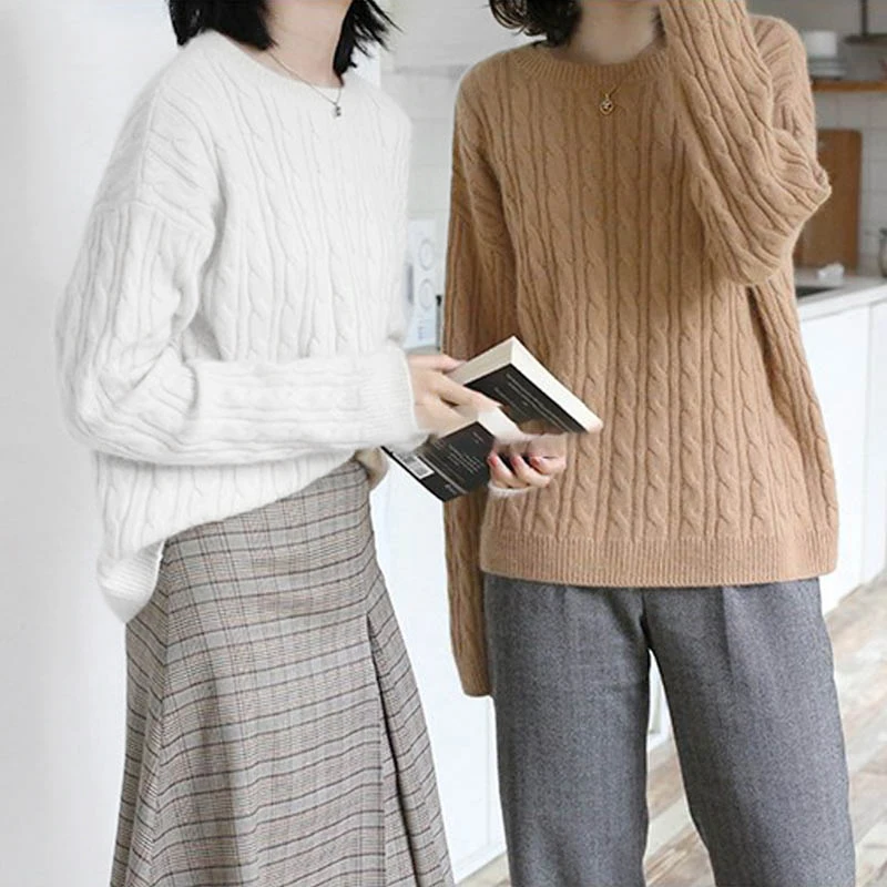 

winter sweater for women thick warm twist pullover short casual jacket full sleeves jumpers soft knitted sweaters