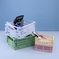 mini folding storage case desktop sundries organizing container basket handbook tape stationery cosmetic plastic storage box