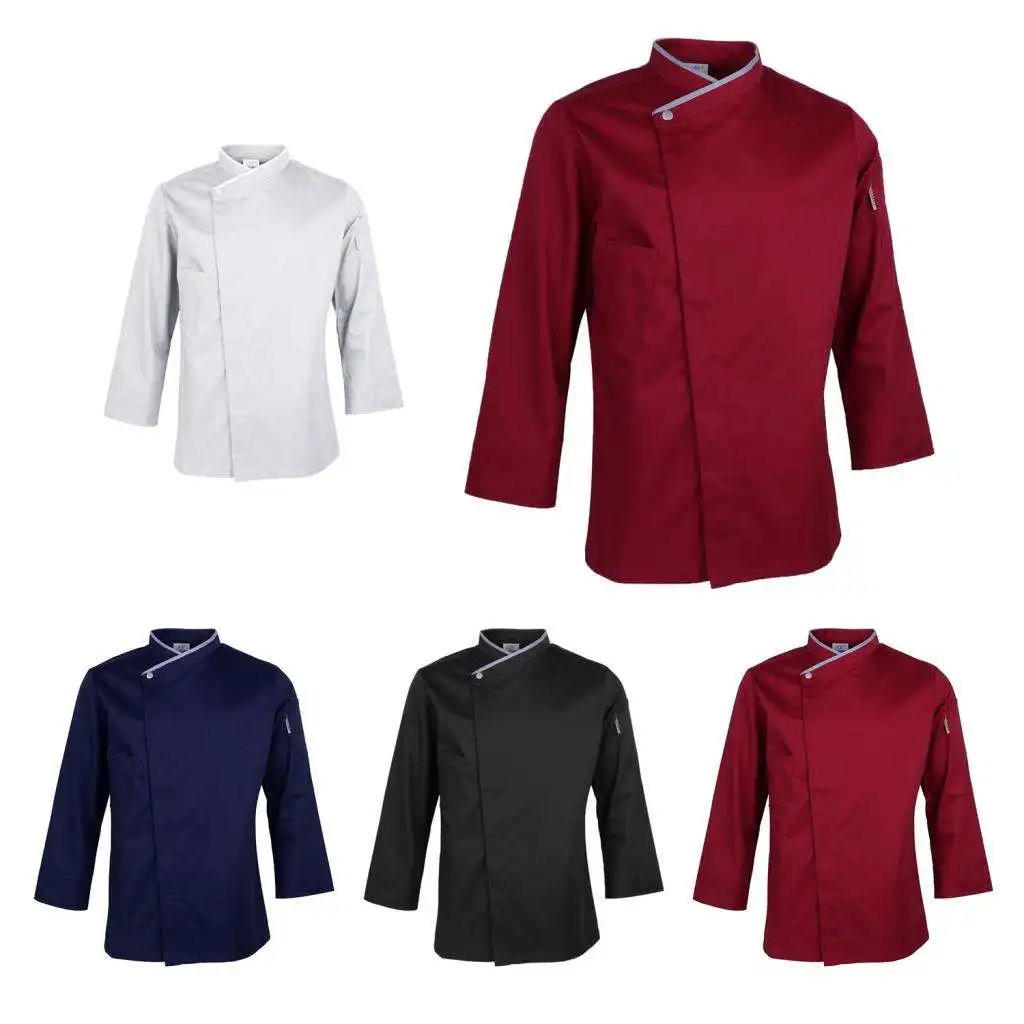 

Unisex Chef Coat Long Sleeved Hotel Restaurant Staff Cooker Workwear Apparel