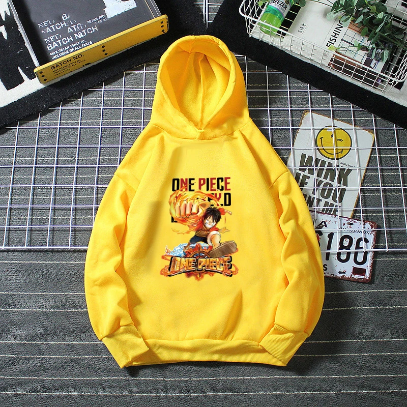 

2021 Kids Anime Hoodies ONE PIECE Sweatshirt Streetwear Tracksuit Loose Boys/Girls Monkey D. Luffy Children's graphic Pullovers