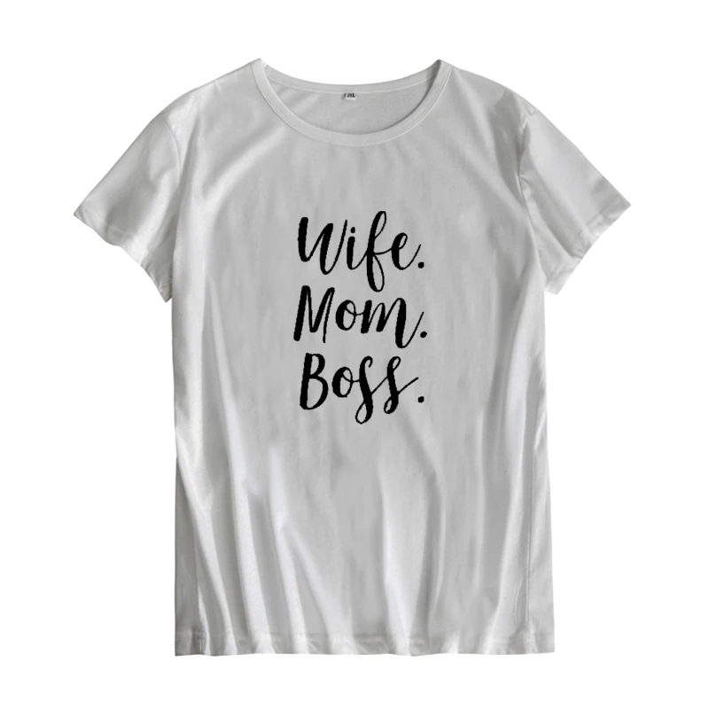 Женская футболка с надписью MOM BOSS черно белая для вечеринки 2019|Футболки| |