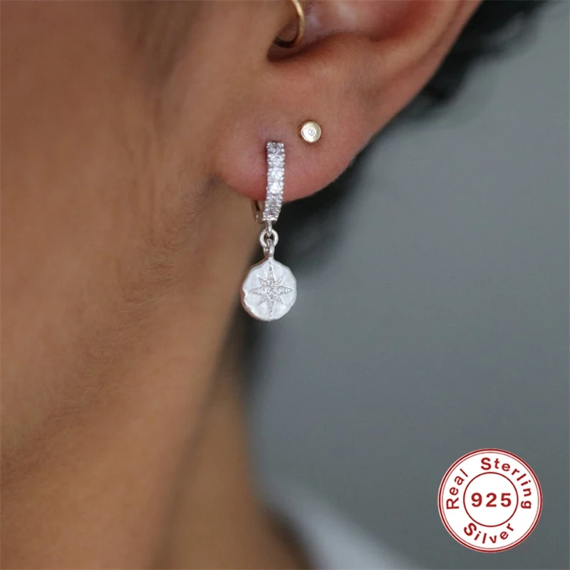 

BOAKO S925 Sterling Silver Earrings Light Luxury Silver Earrings Baroque Zircon Earrings Ins Wind Female 2020