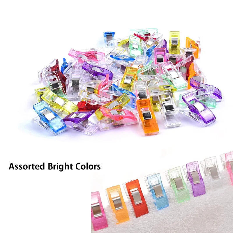 30 Set/Lot 100/150 Uds Clips para costura Clips de pl&aacute;stico acolchado Elaboraci&oacute;n de ganchillo de seguridad Clips surtidos colores vinculante Clips-1