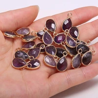natural stone pendants drop shape in section semi precious stone edging necklace pendant for diy jewelry making size 10x14 mm