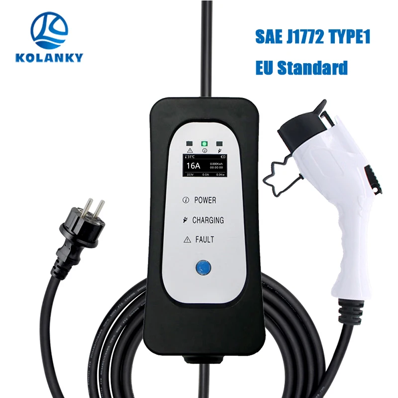 Портативное зарядное устройство для электромобилей SAE J1772 регулируемое 6A 8A 10A 13A 16A