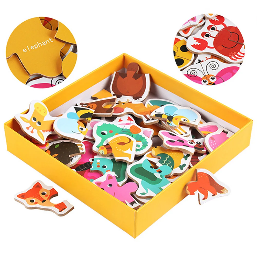 Для детей мультфильм образовательная игрушка животные красочные деревянные