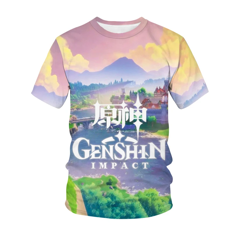 

Genshin-Genshin 3d Printing Boy T-Shirt Casual Hip-Hop Harajuku Short Sleeve O-Neck Fashion Men'S Oversized T-Shirt Hot Sale