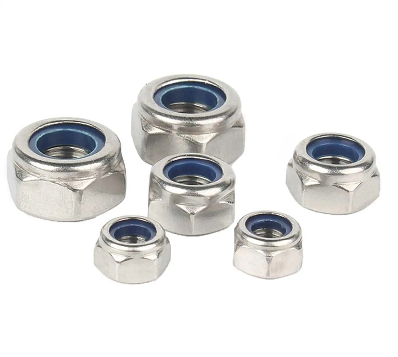 

M3 M4 M5 M6 M8 M10 304 Stainless Steel Hex Head Nylon Insert Lock Jam Stop Nuts