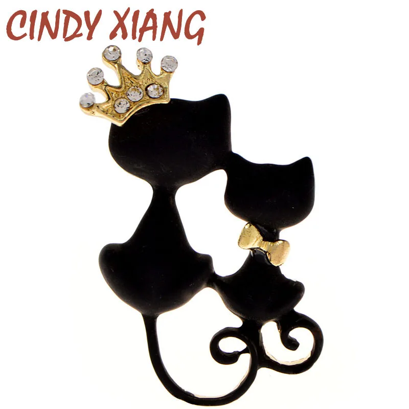 Синди Сян (сочетание ароматов риса и орехов) черный броши кошки для женщин эмаль
