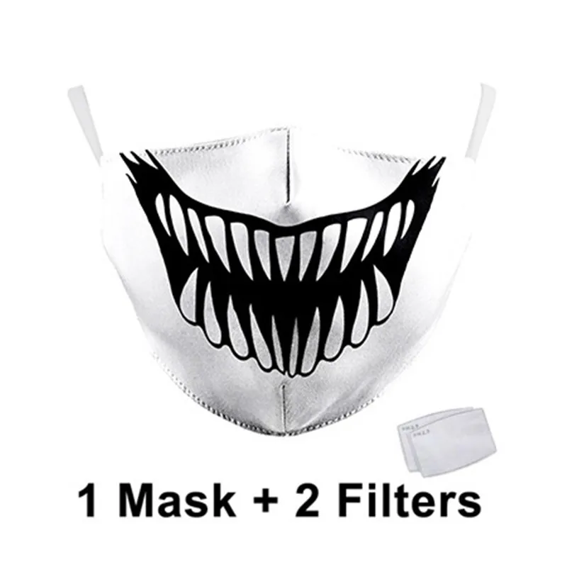 

Color Cosplayer Big Mouth Series Masks with Skull Prints Anti-dust Half Face Mask Protective PM 2.5 Mask with Carbon Filter
