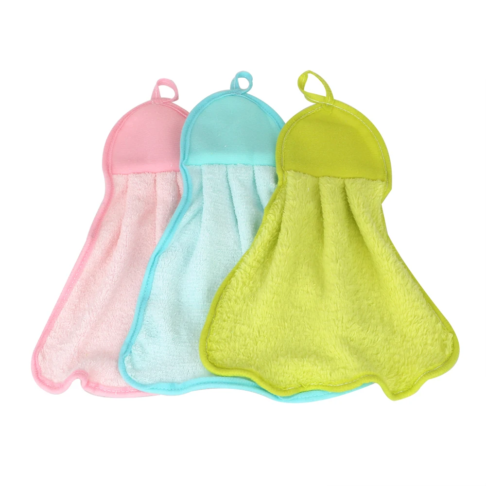 

Dishcloths Candy Colors No Lint Soft Coral Velvet Kitchen Cloth Hanging Hand Towels Eco-friendly Water Absorption