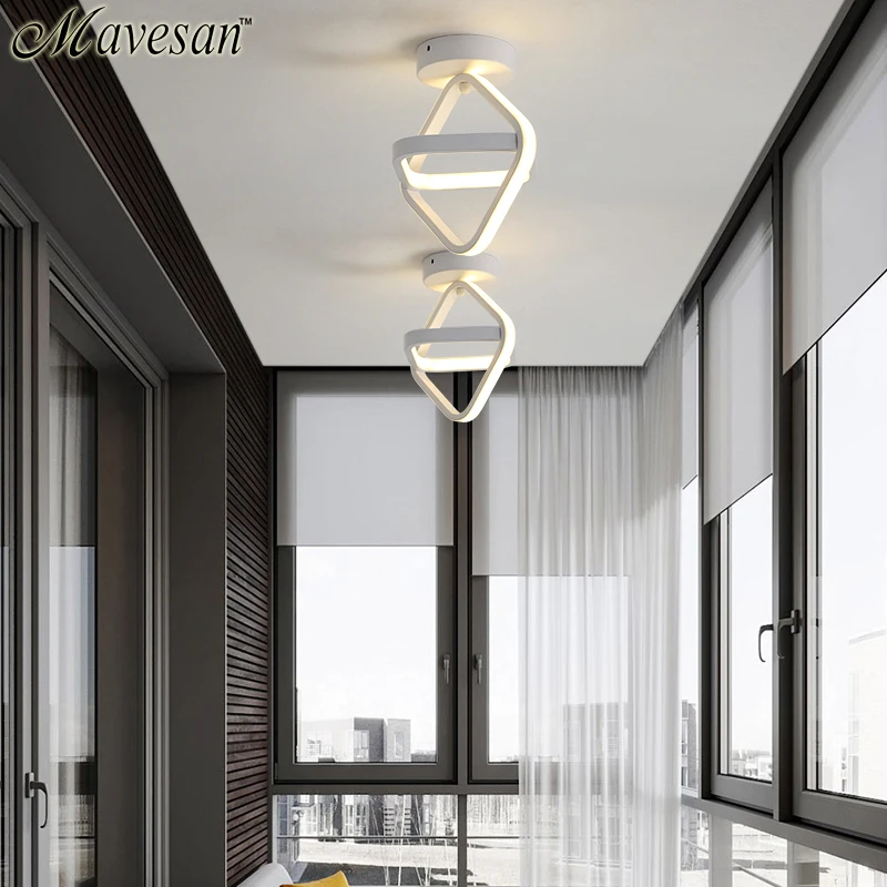 Luces de techo LED modernas para pasillo, lámpara de techo montada en superficie de color blanco y negro para entrada, balcón y entrada, AC85-265