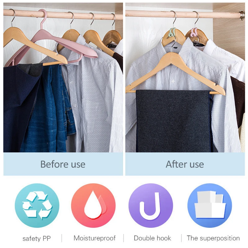 

5/10pcs Clothes Hanger Home Easy Hook Closet Organizer Storage Rack Holder DIY Hooks Mini Non-slip Tandem Clothes Hanger